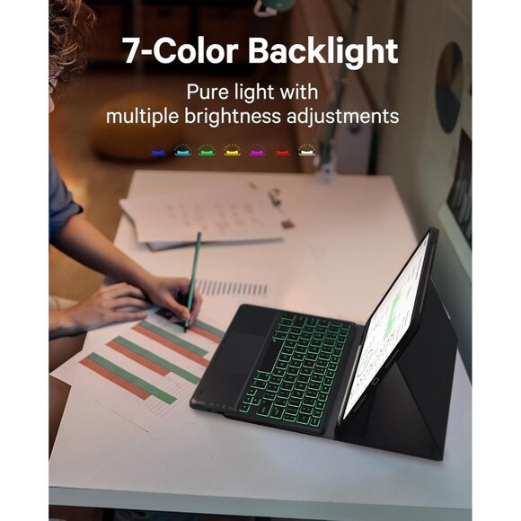 iPad Pro 11" M5/M4 Keyboard Case (2025/24) Detachable, 7-Color Backlit - Picture 4 of 10